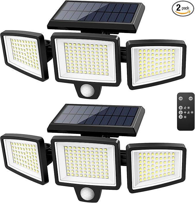 Solar Outdoor Lights 2500LM 210 LED Security Lights with Remote Control