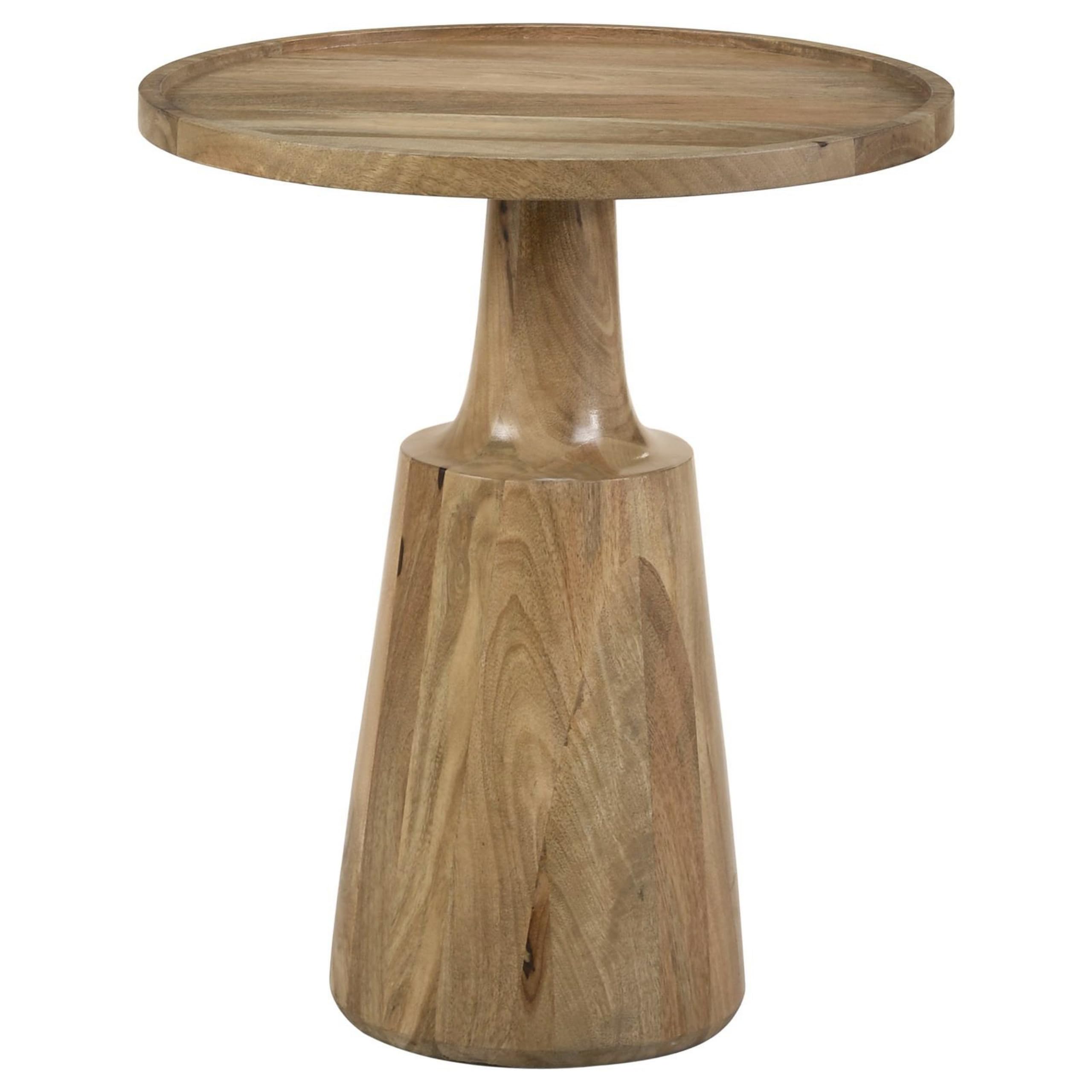Benjara Coch 24 Inch Artisan Accent Table with Round Tabletop, Tapered Base, Brown