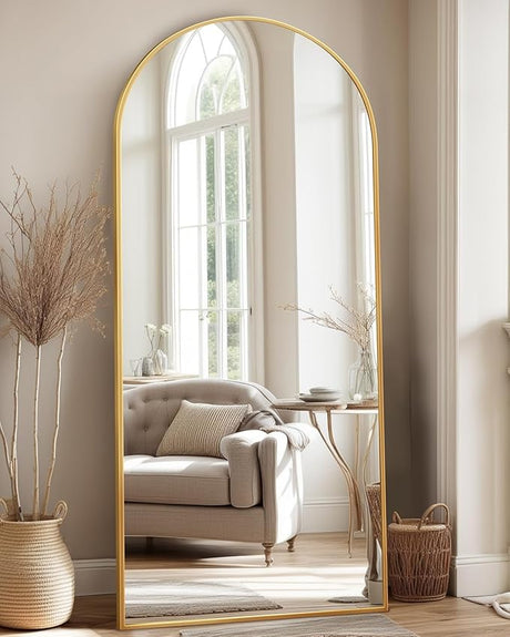 Full Length Mirror, 68"x26" Arched Floor Mirror Freestanding, Floor Standing Mirror