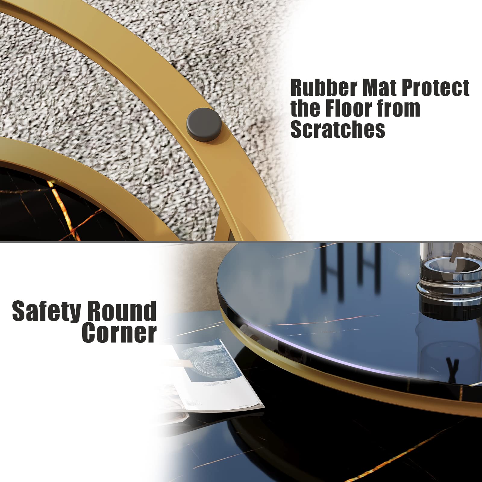 Round Coffee Table Nesting Tables Set of 2, Large : Ø 34.0", Small : Ø 26.0"