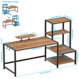 Office Desk 58 inch with Printer Shelf, Reversible Computer Desk with Movable Monitor