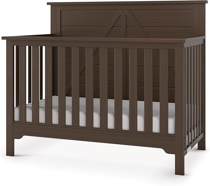 Woodland 4-in-1 Convertible Crib, Baby Crib Converts to Day Bed, Toddler Bed and Full Size Bed,