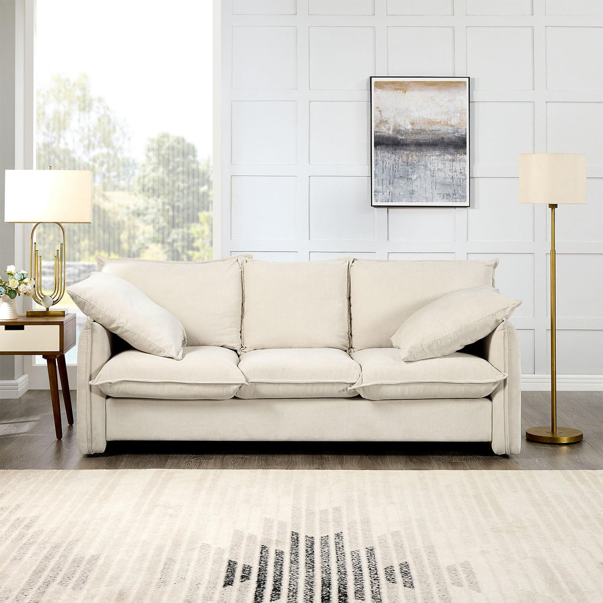 Seater Sectional Sofa Couch, Modern Loveseat Sofas for Living Room, Small Sofas Couches for Small Spaces,Easy to Install,Beige