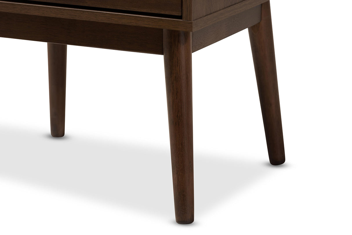 Studio Sharon Mid-Century Modern Walnut Brown Finished Nightstand