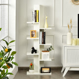 Bookshelf, Wooden Symmetrical Open Bookcase, Artistic Book Organizer