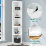 5-Tier Corner Shelf, 70.8" Tall Modern Free Standing Corner Bookshelf, 5 Shelf Display Corner Bookcase and Bookshelves,Wooden Open Storage Book Shelves for Living Room, Home Office, White