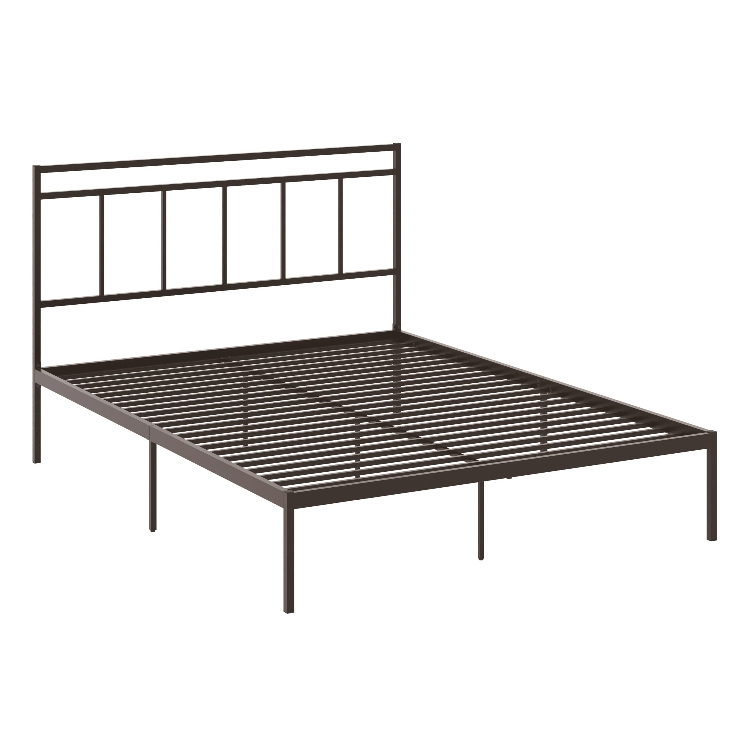 Sauder Cannery Bridge Queen Platform Bed with Headboard, Bronze Finish