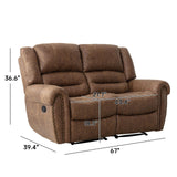 Faux Leather Manual Loveseat Recliner, 2 Seat Reclining Sofa Chair