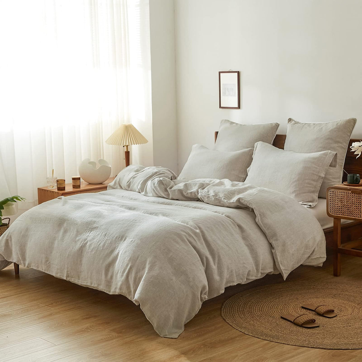 100% Linen Duvet Cover Set, Natural French Flax Linen Duvet Cover Twin Size
