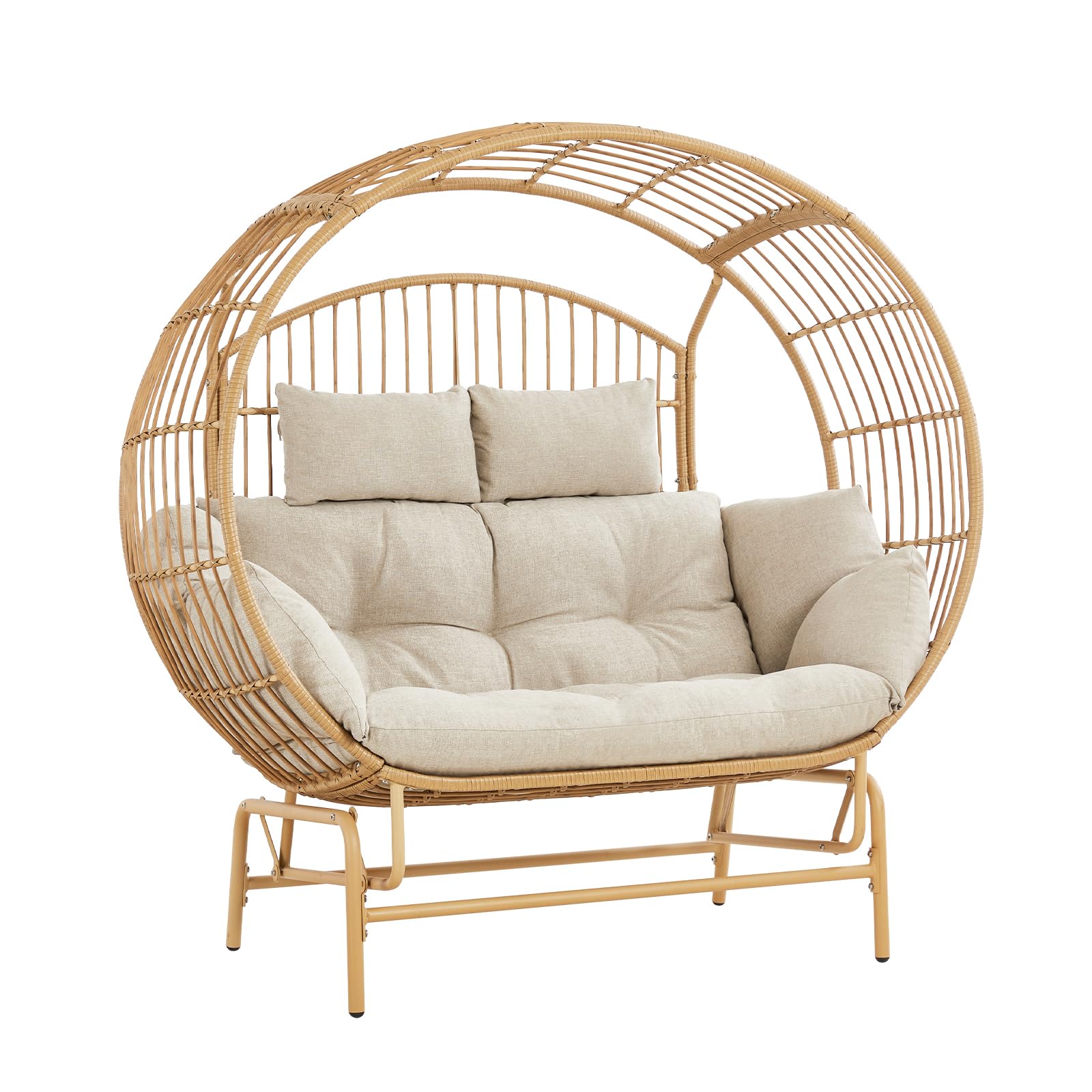 Outdoor Glider Egg Chair, Oversized 2 Person Egg Rocking Chair with Thick Cushions