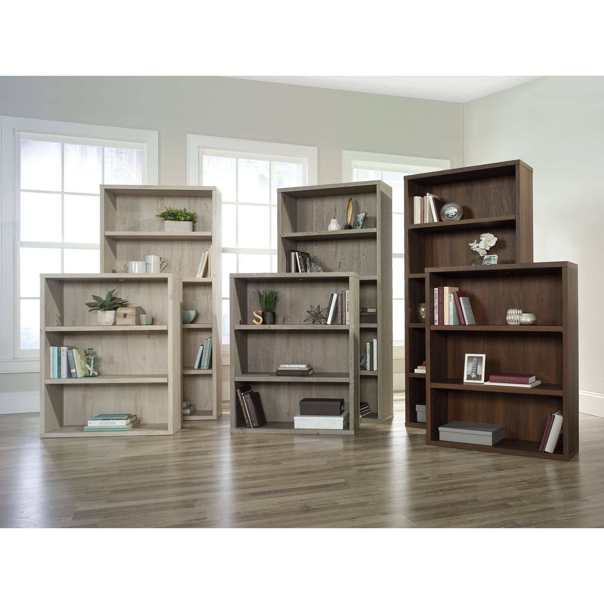 Optimum 73-1/2"H 5-Shelf Bookcase, Chalked Chestnut