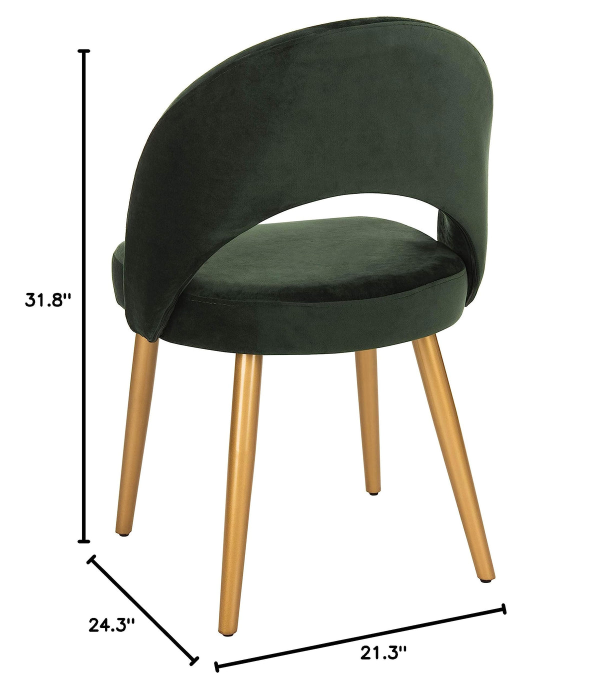 Giani Retro Malachite Green Velvet and Gold Dining Chair, Set of 2