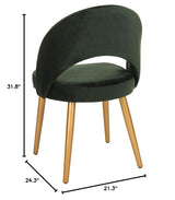 Giani Retro Malachite Green Velvet and Gold Dining Chair, Set of 2