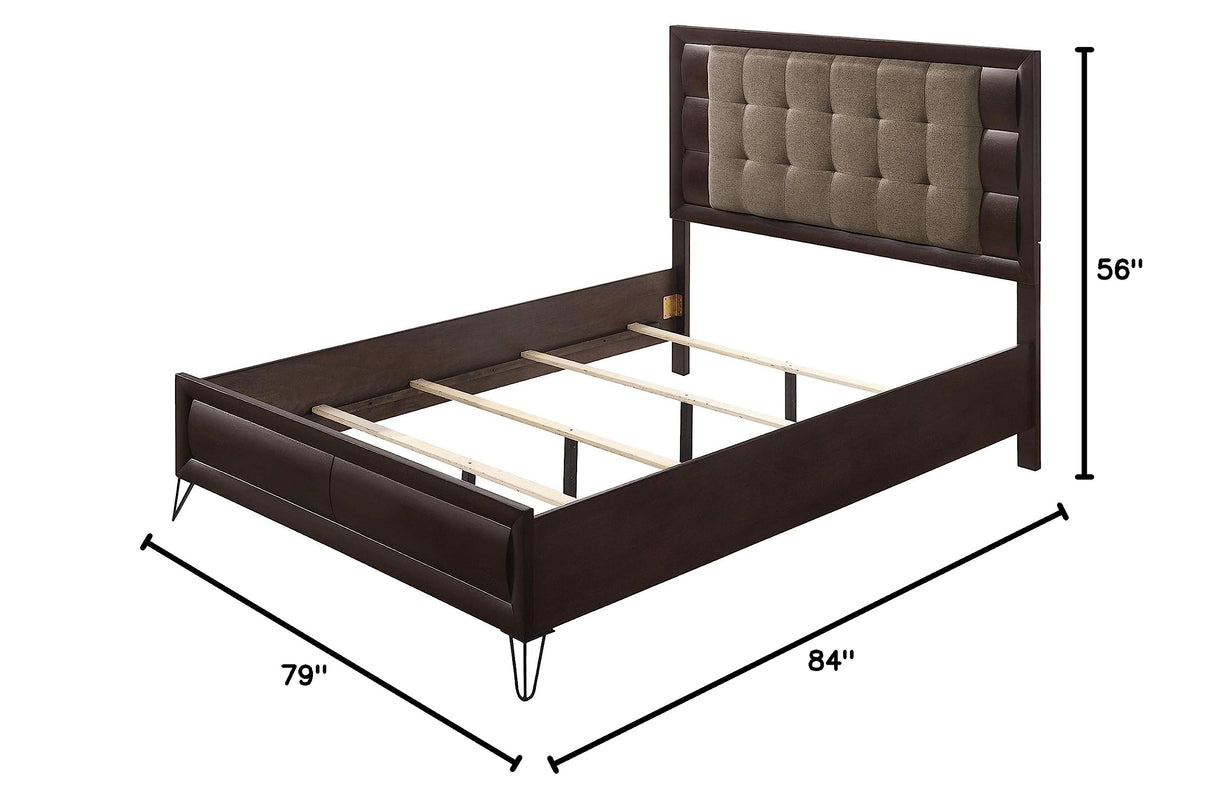 Acme Tablita Upholstered King Bed in Dark Merlot