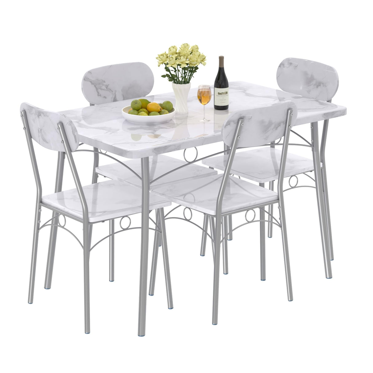 Dining Table Set for 4 5 Piece Dinette with Chairs for Kitchen