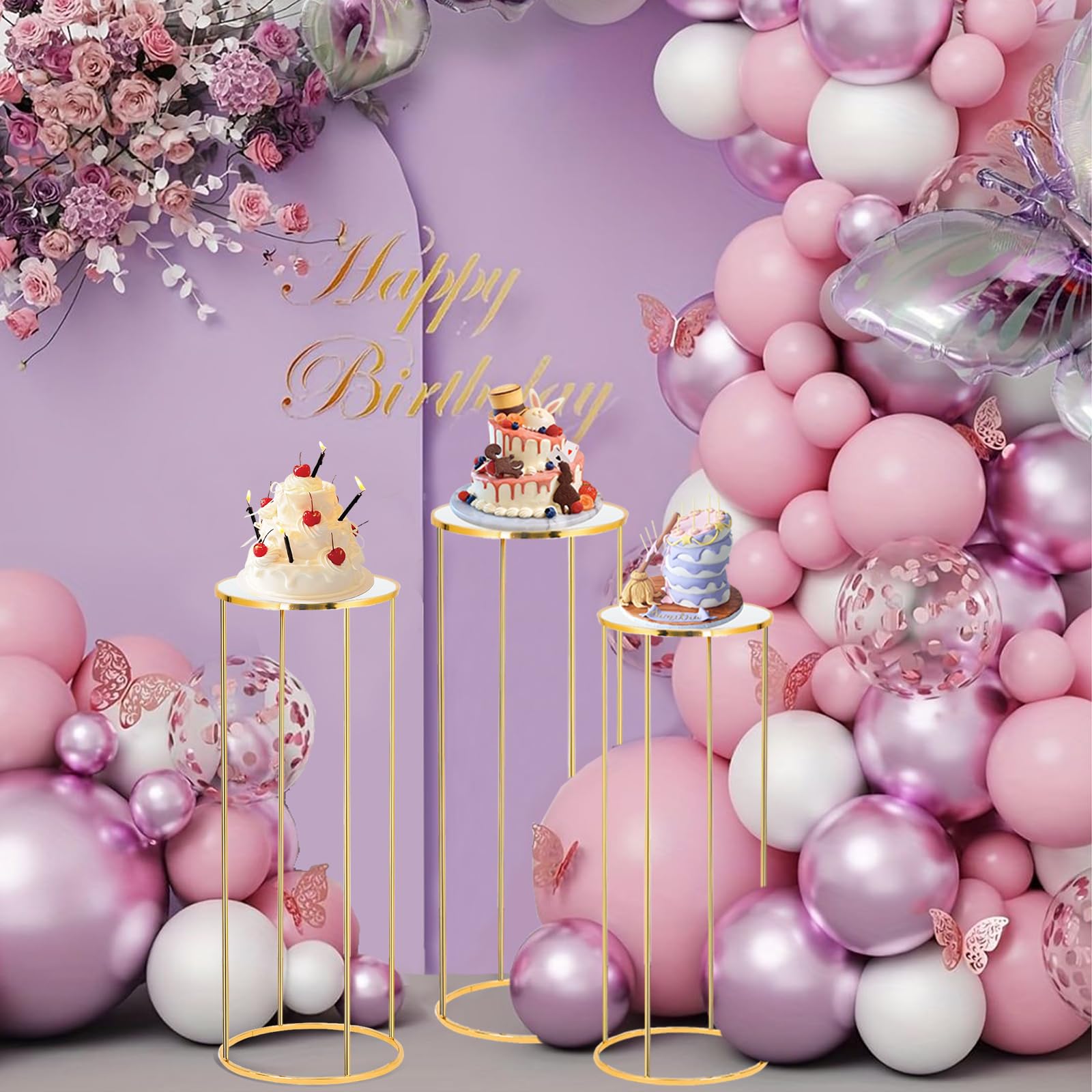 Cylinder Stands for Party, 3PCS Cylinder Pedestal Stand, Cilindros Para Fiestas Cake Table Stand