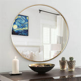 Circle Mirror 24 Inch Brushed Aluminum Frame Black