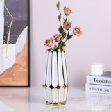 White Gold Ceramic Home Decor Vase, Modern Flower Vase Decoration