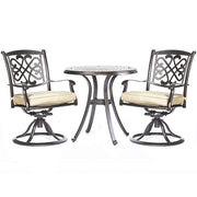3 Piece Bistro Set, Cast Aluminum Dining Table Patio Glider Chairs