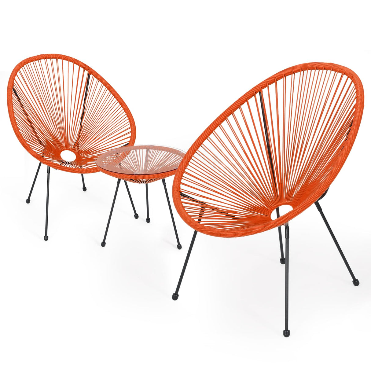 3 Piece Outdoor Seating Acapulco Chair, Modern Patio Furniture Outdoor Conversation Set