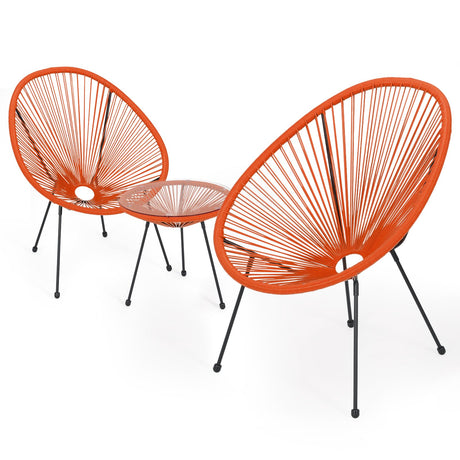 3 Piece Outdoor Seating Acapulco Chair, Modern Patio Furniture Outdoor Conversation Set