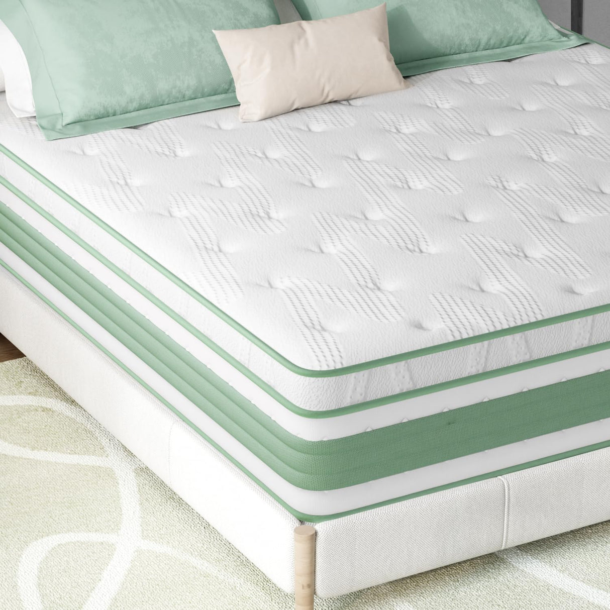 King Mattress, 12 Inch Hybrid Mattress, High Density Gel Foam with Pocket Coils