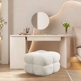 Couch Sherpa Pouf Chair 23.6" W Floor Pouf, White Fuzzy Square Ottoman