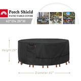 Round Patio Furniture Cover - Waterproof 600D Heavy Duty Outdoor Table and Chairs Cover 62 inch,