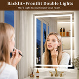 LED Bathroom Mirror 36x24 with Anti-Fog & Dimmable Lighting