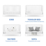 Hayes 4-in-1 Convertible Crib, Bianca White + Simmons Kids Silver Nights Dual Sided 2