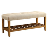 Charla Bench in Beige and Oak