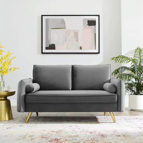 Revive Performance Velvet Sofa, Gray