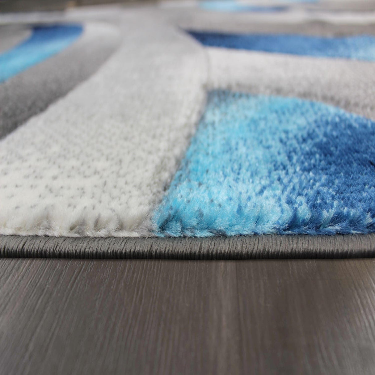 Blue Ocean Waves Area Rug 8x10 - Modern Abstract Swirl Design