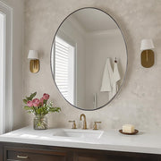 Brushed Nickel Mirror, Oval Bathroom Mirror 22x30'', Brushed Nickel Oval Wall Mirror