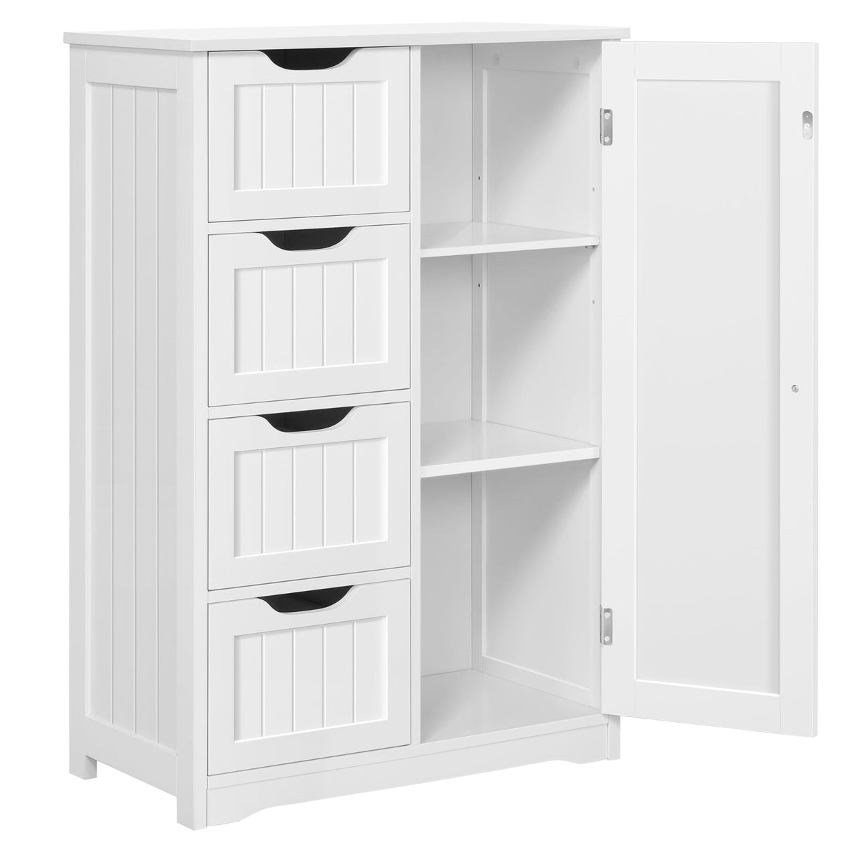 Kitchen Pantry Cabinet Storage Cabinet with Adjustable Shelves & 4 Drawers & 1 Door for Dining Room