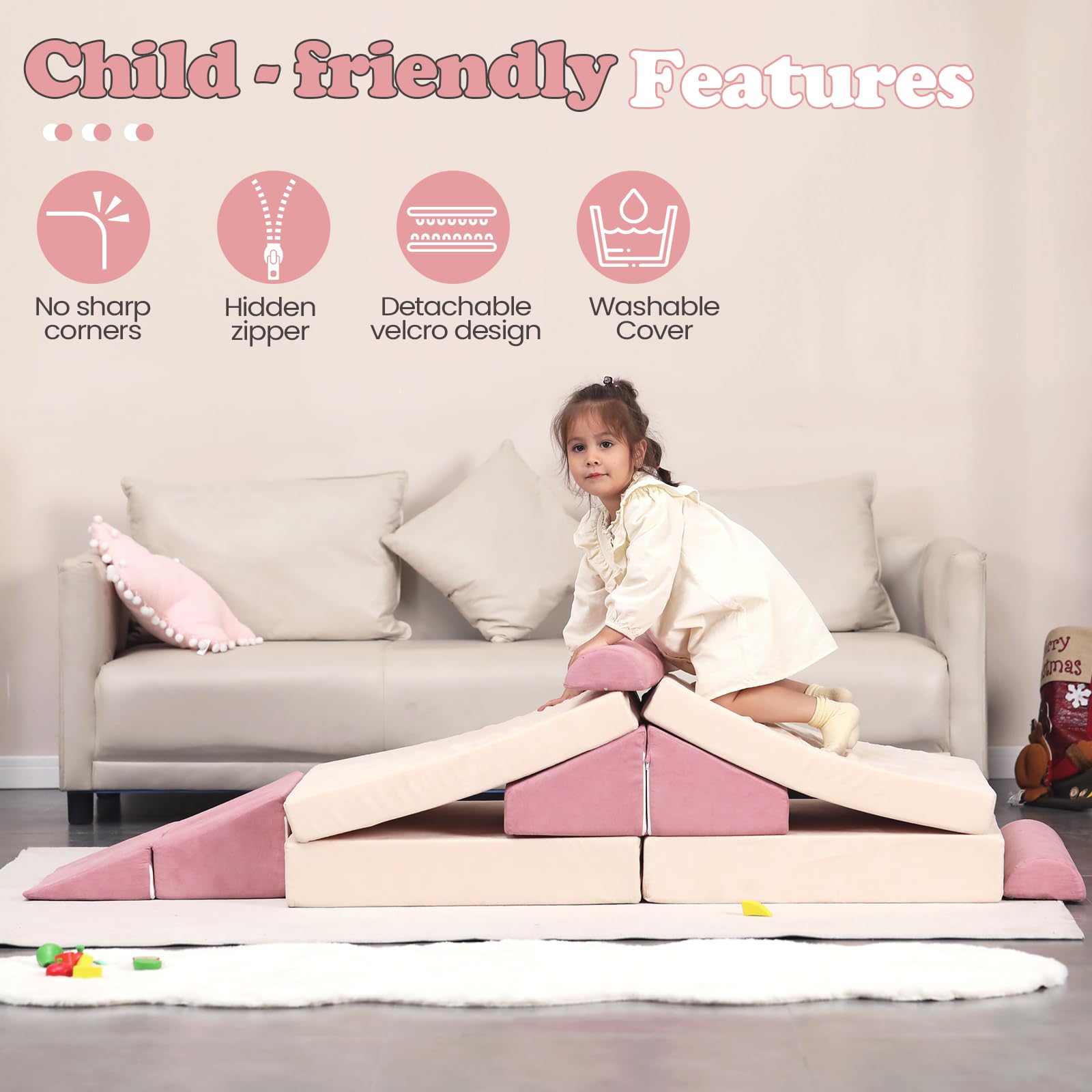 Kids Couch, 9 PCS Play Couch Sofa for Kids Imaginative Furniture Play Set