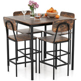 5-Piece Dining Table Set W/Counter Height Table & 4 Bar Stools,