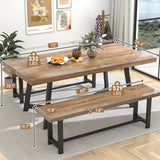 chartustriable 72" Large Solid Wood Dining Table for 4 5 6People,6FT Waterproof Rectangular Brown Kitchen Dinner Tables w/Adjustable Heavy Duty Metal Leg for Living Dining Room Farmhouse Office Family