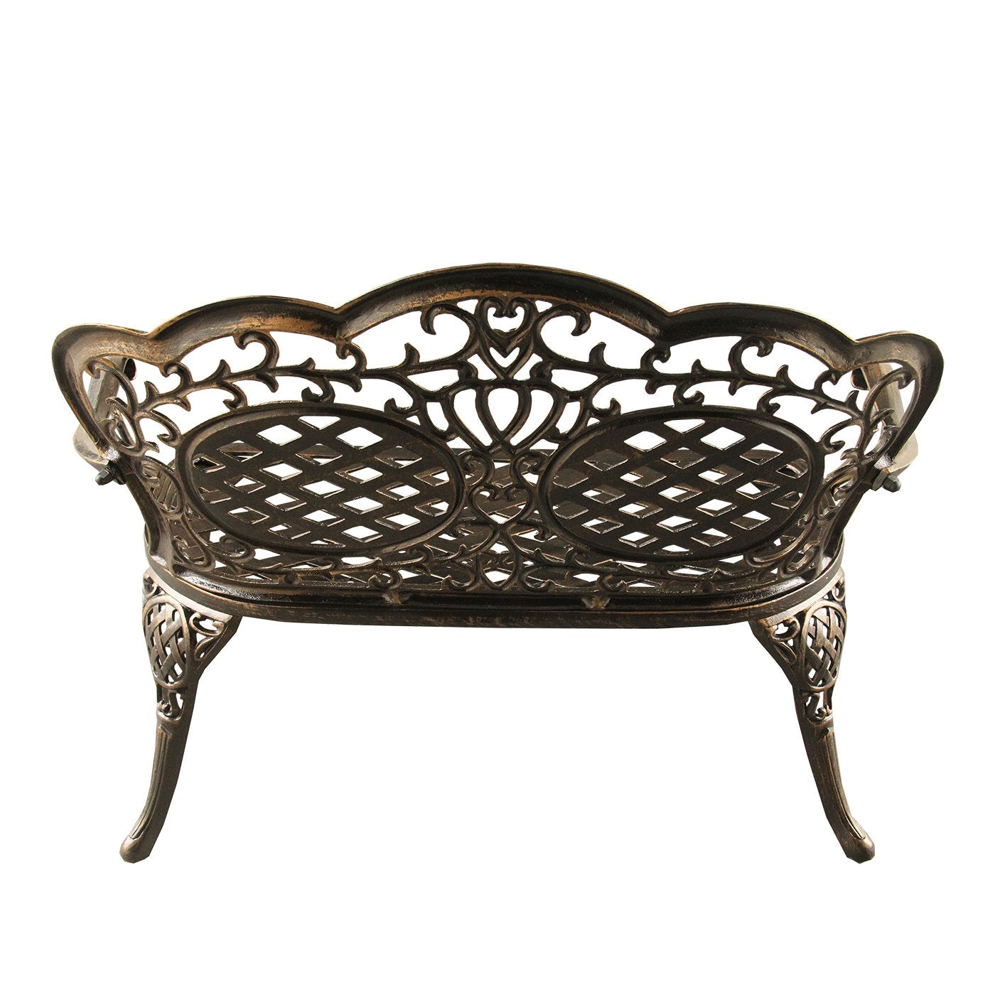 Outdoor Aluminum Loveseat Bench, Bronze
