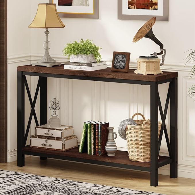 Console Table with 2 Drawers, Entryway Table with Storage, Sofa Table Behind Couch