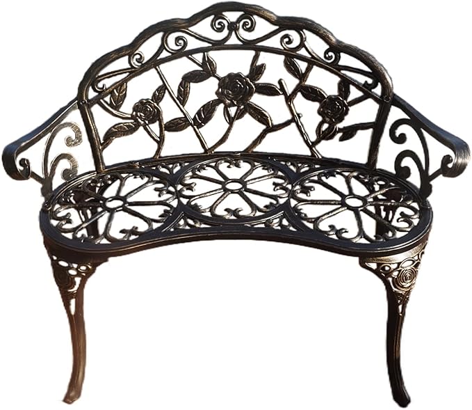 Garden Bench, Metal Aluminum Rose