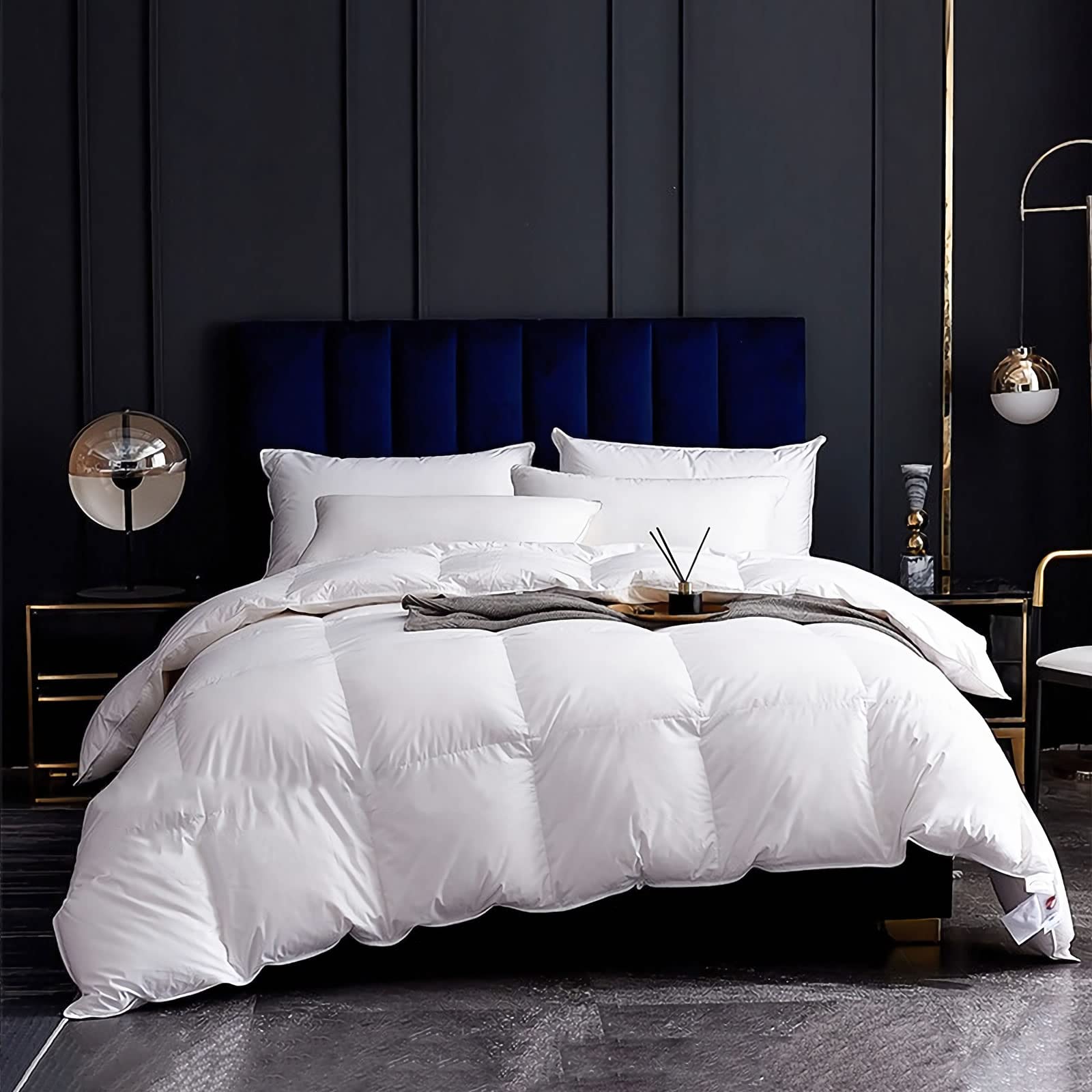 Luxury Organic Down Feather Comforter King Size, All-Season Duvet Insert