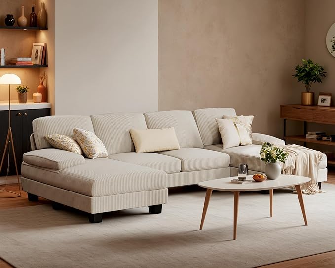 Convertible Sectional Sofa Couch, 4 Seat Sofa Set for Living Room