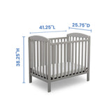 Emery Mini Convertible Baby Crib with 2.75-inch Mattress, Grey