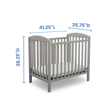 Emery Mini Convertible Baby Crib with 2.75-inch Mattress, Grey