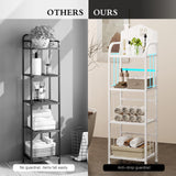 Kids Book Shelf, 4-Tier Small Bookcase White Metal Bookshelf Modern Narrow Ladder Shelf Standing Display Shelves Storage Shelving Unit for Bedroom,Office,Living Room,Bathroom