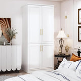 White Extra Wide Wardrobe Armoire with 8 Doors