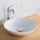 Round White Porcelain Ceramic Vessel Bathroom Sink, 16 1/2 in. D x 4 3/8 in. H