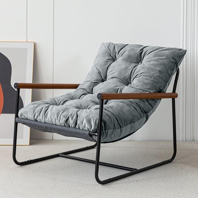 Accent Chair, Velvet Arm Chair Living Room Chair with Metal Frame, Reading Accent Chair