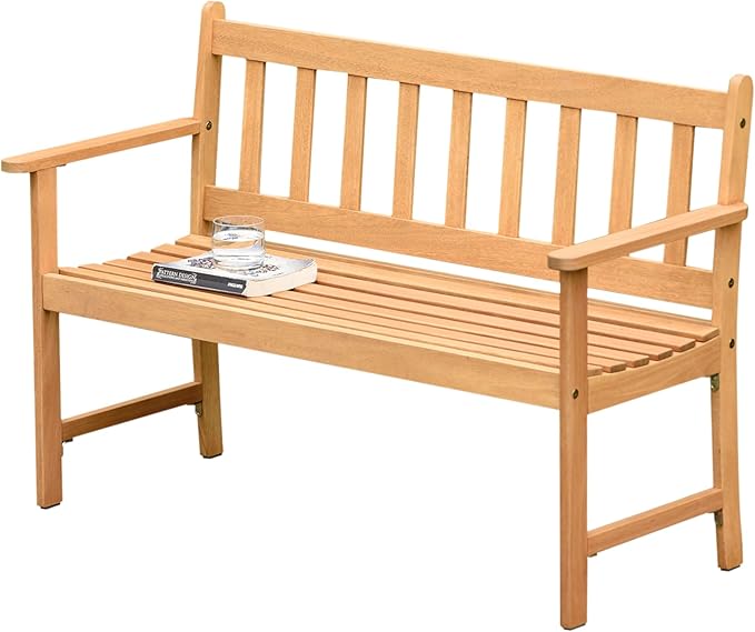 Aster Backless Patio Bench | Eucalyptus Wood | Ideal for Outdoors and Indoors